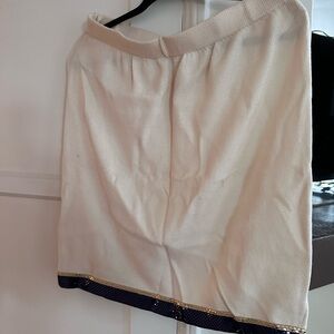 St. John Vintage White Skirt with Gold and Blue Sequin Trim size 14